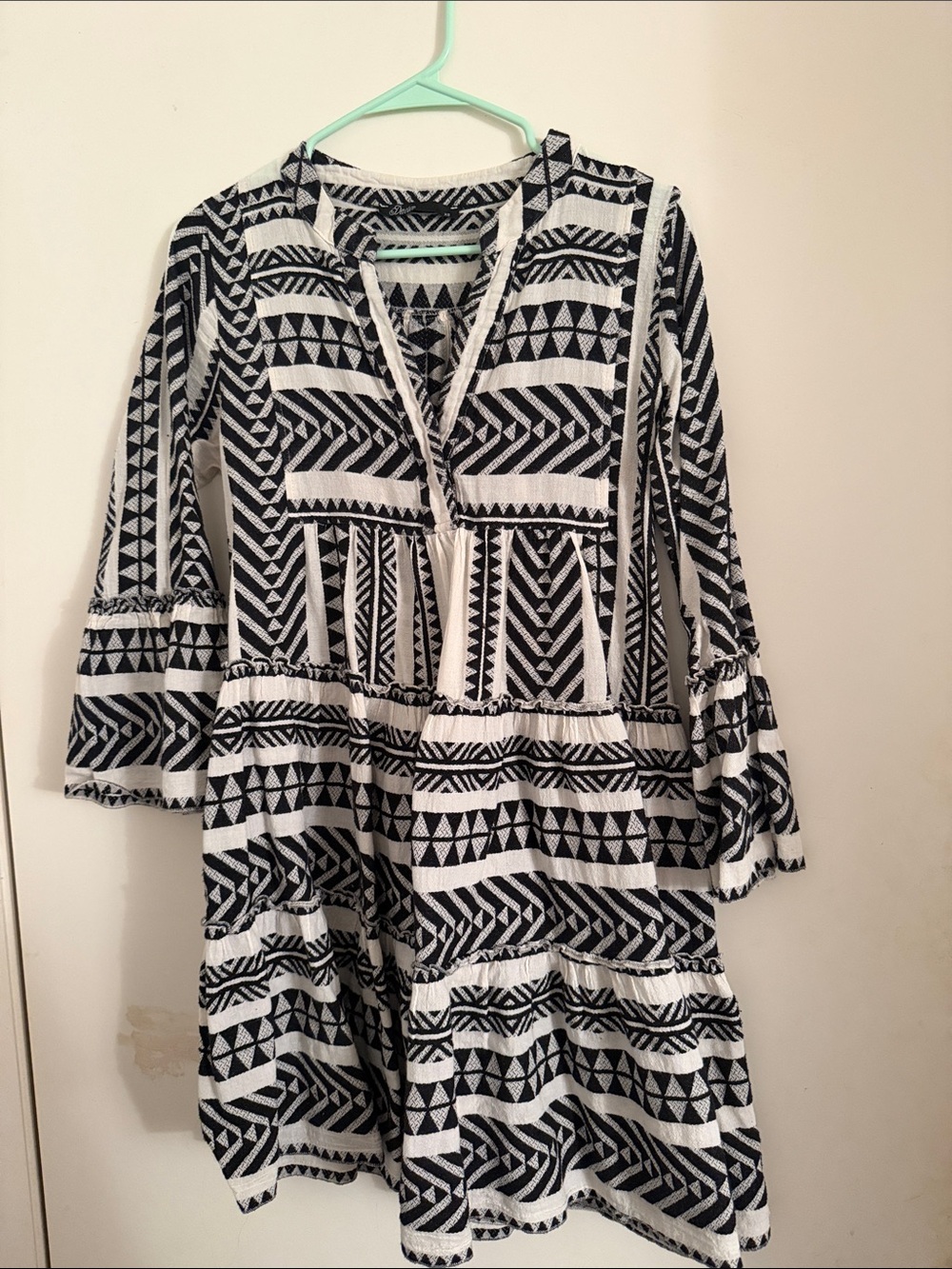 Anthropologie Black and White Geometric Mini Dress